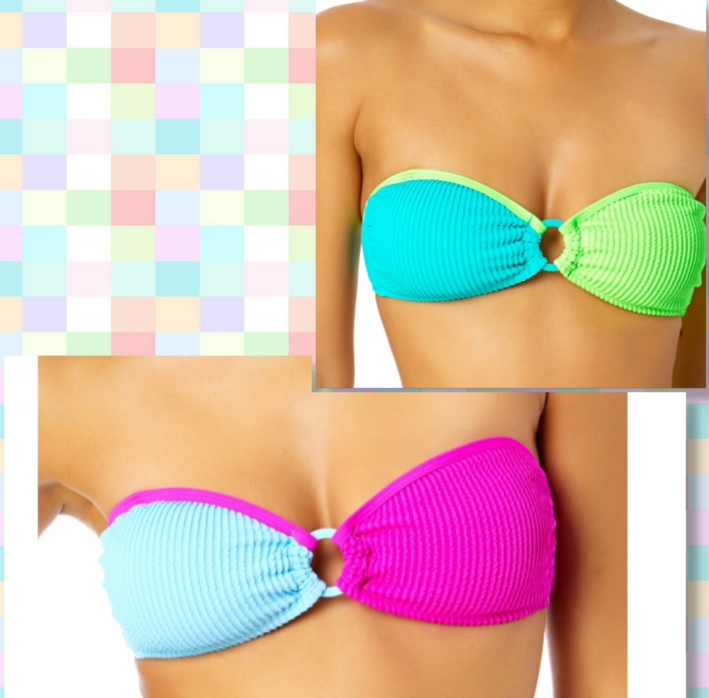 ⛱️☀️🩴Salt & Cove Juniors' Colorblocked Convertible Two Bikini Tops, Small